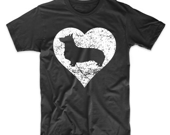 Pembroke Welsh Corgi Shirt - Distressed Corgi Heart Dog Owner Graphic T-Shirt