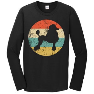 Poodle Shirt - Vintage Retro Poodle Long Sleeve T-Shirt - Dog Silhouette Icon Shirt