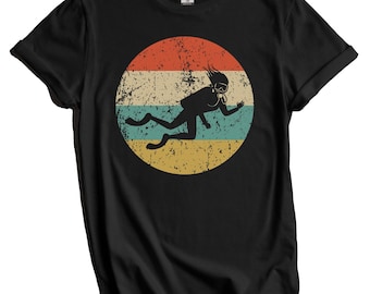 Camiseta de buceo para mujer - Regalo de buceo - Camiseta retro con icono de buceador