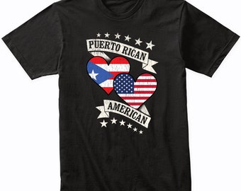 Camiseta con la bandera puertorriqueña americana de Puerto Rico y EE. UU. - Idea de regalo - Camiseta con la bandera de Puerto Rico