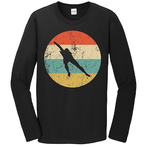 Speed Skating Shirt - Vintage Retro Speed Skater Long Sleeve T-Shirt - Speed Skating Icon Shirt