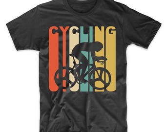 Retro Cycling Shirt - Vintage 1970's Style Cyclist Silhouette T-Shirt by Really Awesome Shirts