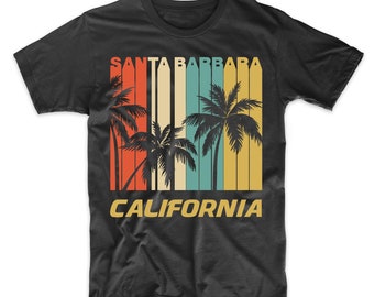 Retro Santa Barbara California Palm Trees Vacation T-Shirt - Men's Santa Barbara Shirt