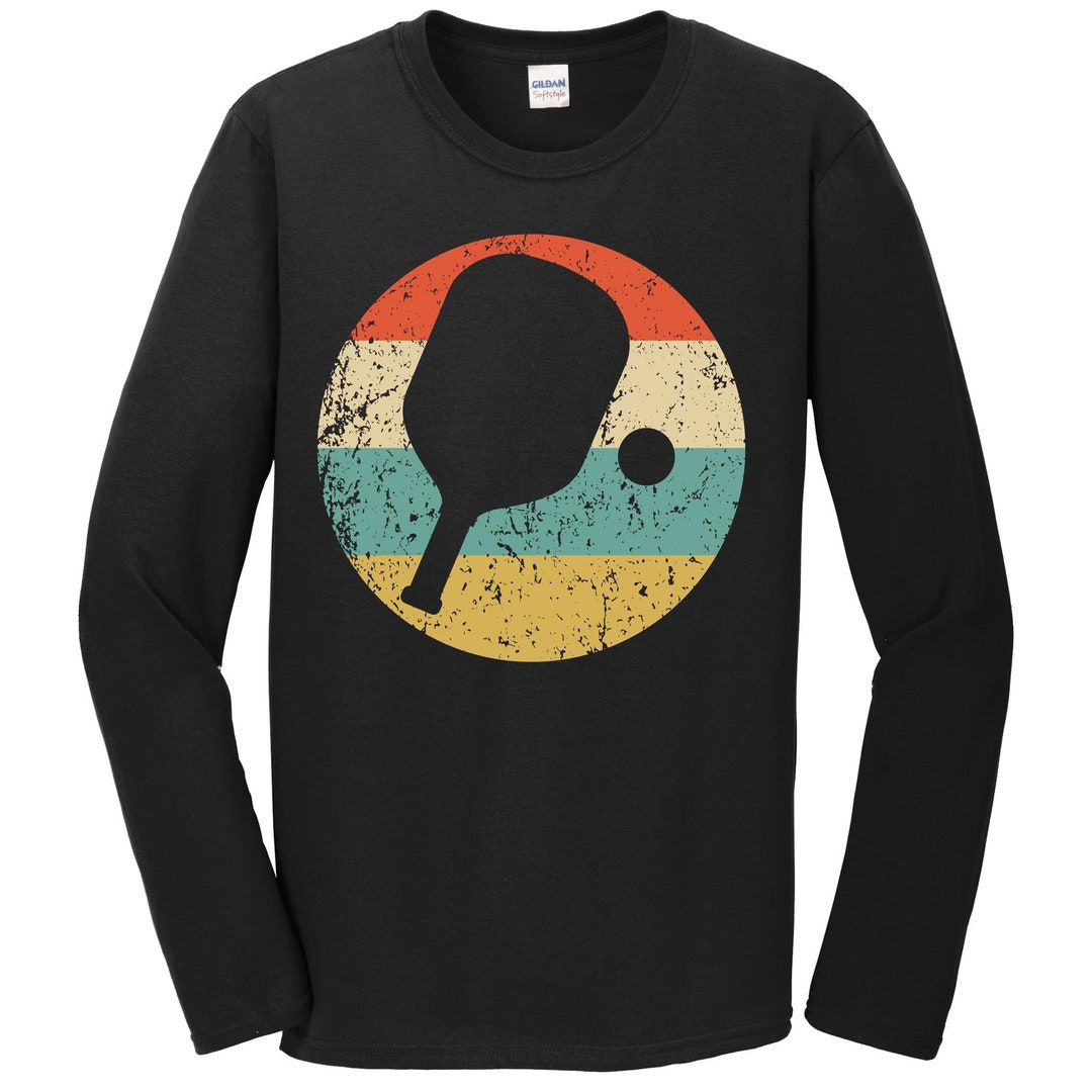 Men's Pickleball Shirt Retro Pickleball Paddle Icon Long Sleeve T-shirt