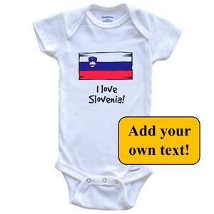 Slovenian Flag Custom Text Personalized Baby Bodysuit - Slovenia Flag Baby Bodysuit