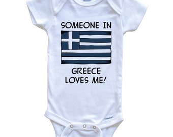 Someone In Greece Loves Me Greek Flag   Baby Bodysuit - One Piece Baby Bodysuit