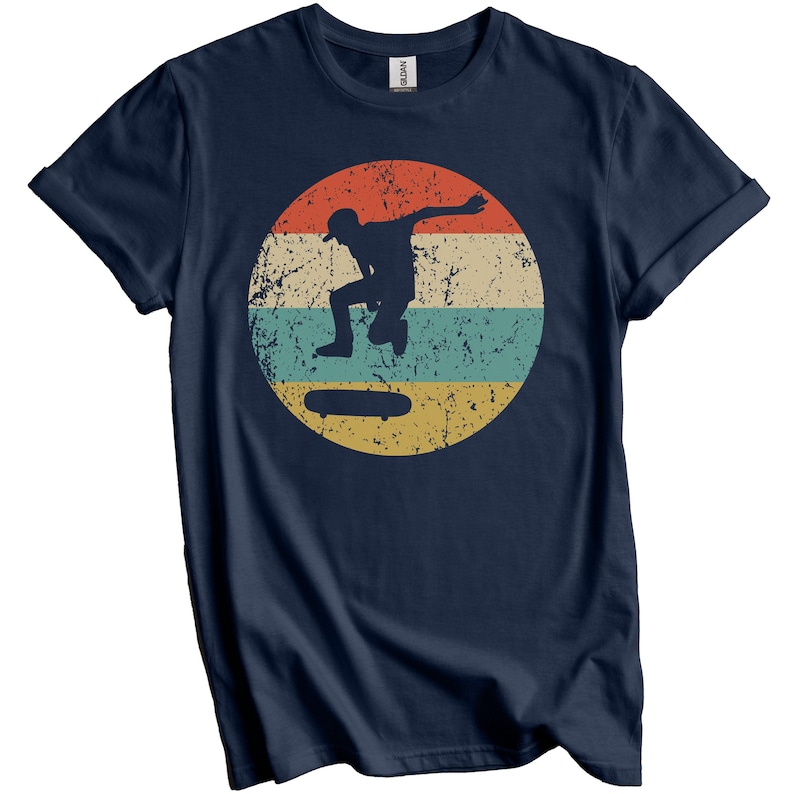 Skateboard Shirt - Vintage Retro Skateboard T-Shirt - Skateboard Geschenk - Skater Icon Shirt Navy Blue