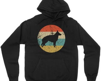 German Shepherd Hoodie - Retro German Shepherd Hooded Sweatshirt - Dog Silhouette Icon Hoodie