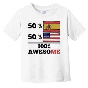 50 Percent Spanish 50 Percent American 100% Awesome Funny Baby T-Shirt - Spain Flag Spanish American Infant / Toddler Shirt