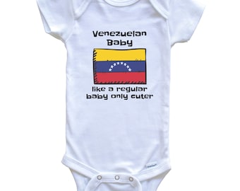 Venezuelan Baby Like A Regular Baby Only Cuter Funny Venezuela Flag Baby Bodysuit - Funny Baby Shower Gift
