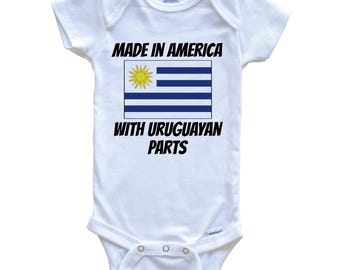 Made In America With Uruguayan Parts Uruguay Flag Funny   Baby Bodysuit - Cute One Piece Baby Bodysuit