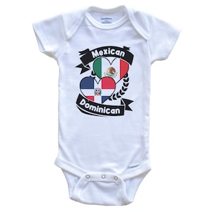 Mexican Dominican Heart Flags Mexico Dominican Republic Baby Bodysuit Cute One Piece Baby Shower Gift