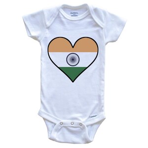 Indian Flag Baby Bodysuit - Cute Indian Flag Heart - India   Baby Bodysuit