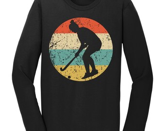 Field Hockey Shirt - Field Hockey Player Silhouette Long Sleeve Field Hockey T-Shirt