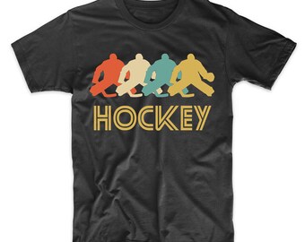 Men's Hockey Shirt - Hockey Goalie Retro Pop Art Hockey Graphic T-Shirt by Really Awesome Shirts