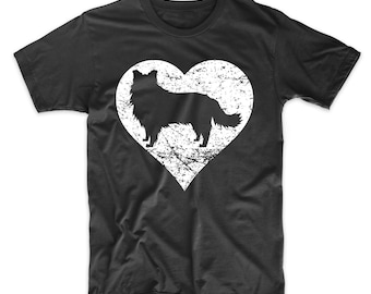 Border Collie Shirt - Distressed Border Collie Heart Dog Owner Graphic T-Shirt