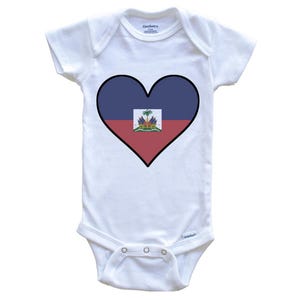 Haitian Flag Baby Bodysuit - Cute Haitian Flag Heart - Haiti   Baby Bodysuit