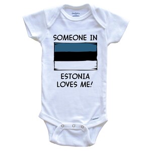 Someone In Estonia Loves Me Estonian Flag   Baby Bodysuit - One Piece Baby Bodysuit