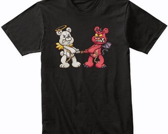 Good vs Evil Teddy Bears Angel and Devil Bears T-Shirt - Unique Horror Shirt For Men