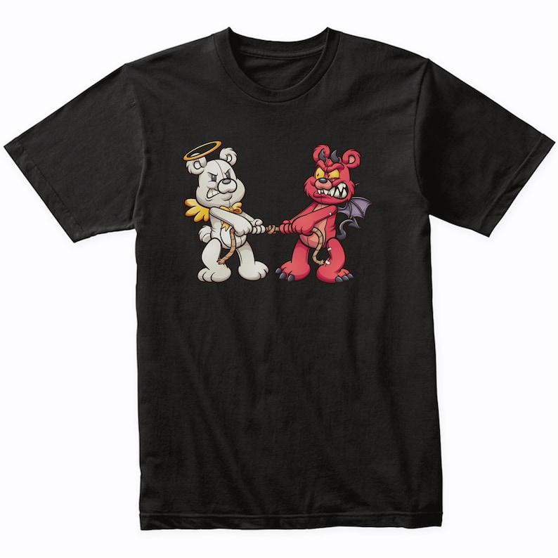 Good Vs Evil Teddy Bears Angel and Devil Bears T-shirt - Unique Horror ...