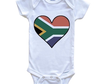 South African Flag Baby Bodysuit - Cute South African Flag Heart - South Africa   Baby Bodysuit