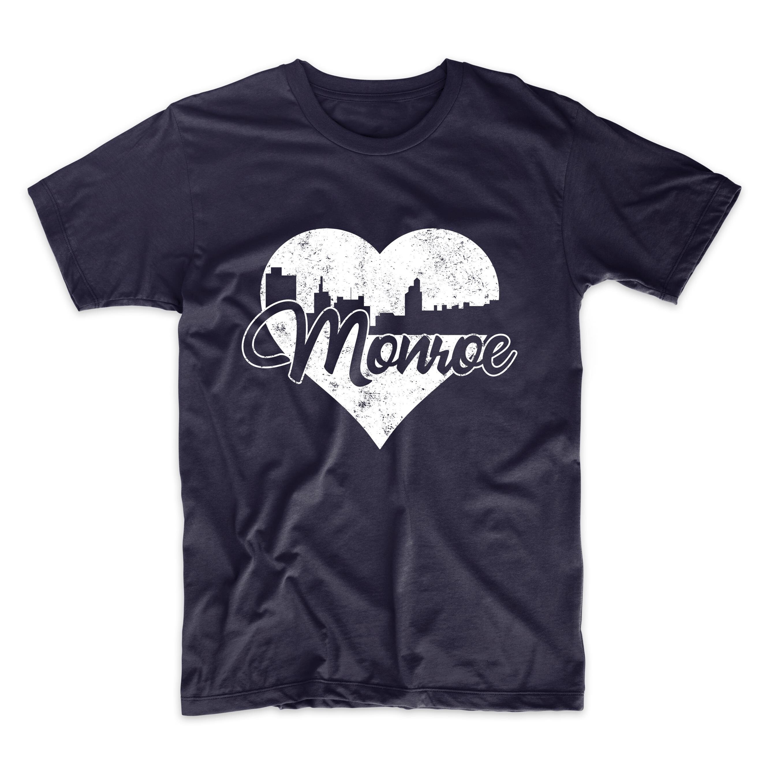 Monroe LA Shirt Men's Monroe Shirt Retro Style Monroe Louisiana Skyline T-Shirt b