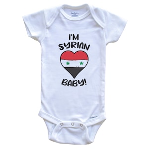 I&#39;m Syrian Baby! Funny Syria Flag Heart One Piece Baby Bodysuit - Short Sleeve or Long Sleeve