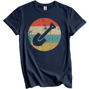Archaeologist Shirt - Archaeology Gift - Vintage Retro Spade Shovel T-Shirt - Archaeology Icon Shirt Navy Blue