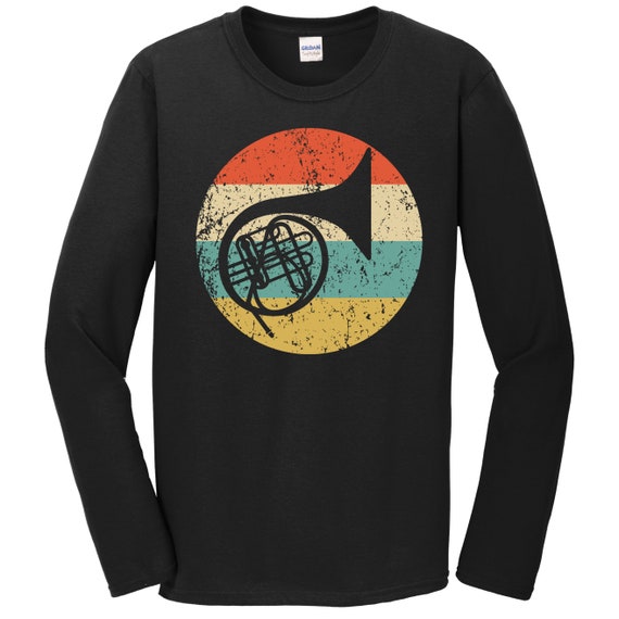 French Horn Shirt. Retro Style Brass Band T-Shirt French Horn Shirt. Retro Style Brass Band T-Shirt