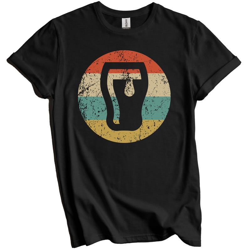Camiseta de cerveza artesanal - Regalo para amantes de la cerveza - Camiseta de cervecería - Camiseta retro con vaso de cerveza - Camiseta con ícono de la cerveza Black
