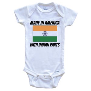 Made In America With Indian Parts India Flag Funny   Baby Bodysuit - Cute One Piece Baby Bodysuit