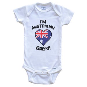 I&#39;m Australian Baby! Funny Australia Flag Heart One Piece Baby Bodysuit - Short Sleeve or Long Sleeve