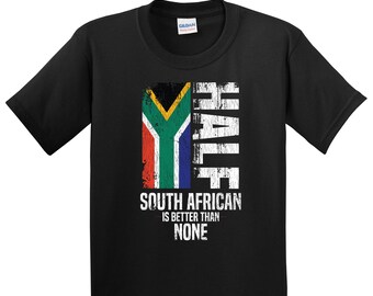 Kids South Africa Shirt - South African Gift - Funny South African Flag Shirt - South Africa Shirt for Kids - Half South African