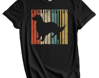 Maglietta Setter Inglese - Maglietta retrò Setter Inglese - Regalo per il proprietario di Setter Inglese - Silhouette di cane in stile vintage, screpolata, consumata e rovinata