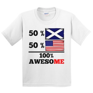 Kids Scotland Shirt - 50 Percent Scottish 50 Percent American 100% Awesome T-Shirt