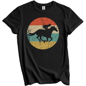 Horse Racing Shirt - Horse Racing Gift - Retro Horseback Rider Jockey Icon T-Shirt Black