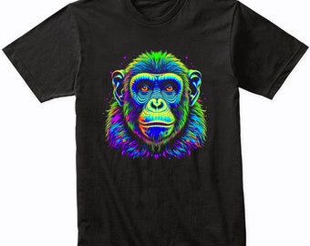 Chimpanzee Psychedelic Monkey Chimp Animal Art T-Shirt  - Vibrant Colorful Bright Watercolor Rainbow Nature Shirt - Animal Lover Gift
