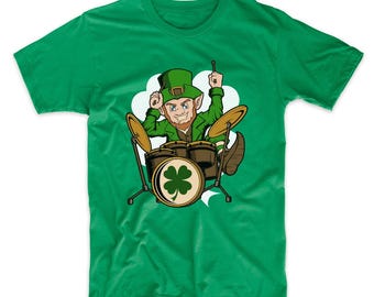 Drummer Leprechaun St. Patrick's Day Drumming T-Shirt - Paddy's Day Shamrock Green Shirt