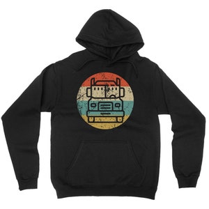 Truck Driver Hoodie - Retro Semi Truck Icon Hooded Sweatshirt - Trucker Hoodie