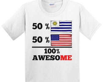 Kids Uruguay Shirt - 50 Percent Uruguayan 50 Percent American 100% Awesome T-Shirt