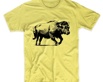 Roaming Bison Retro Buffalo Animal T-Shirt - Simple Minimalist Buffalo Shirt for Men