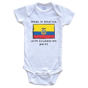 Made In America With Ecuadorian Parts Ecuador Flag Funny Baby Bodysuit - Ecuador Baby Gift