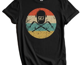 Welding Shirt - Gift for Welder - Welding Mask Welding Torches Silhouette Retro Welder T-Shirt