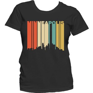 Women&#39;s Minneapolis Shirt - Retro 1970&#39;s Style Minneapolis Minnesota Downtown Skyline Women&#39;s T-Shirt by Really Awesome Shirts