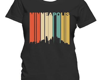 Women's Minneapolis Shirt - Retro 1970's Style Minneapolis Minnesota Downtown Skyline Women's T-Shirt by Really Awesome Shirts