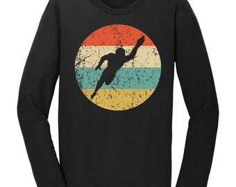 Swimming Long Sleeve T-Shirt - Swimmer Silhouette Retro Swimmer Shirt