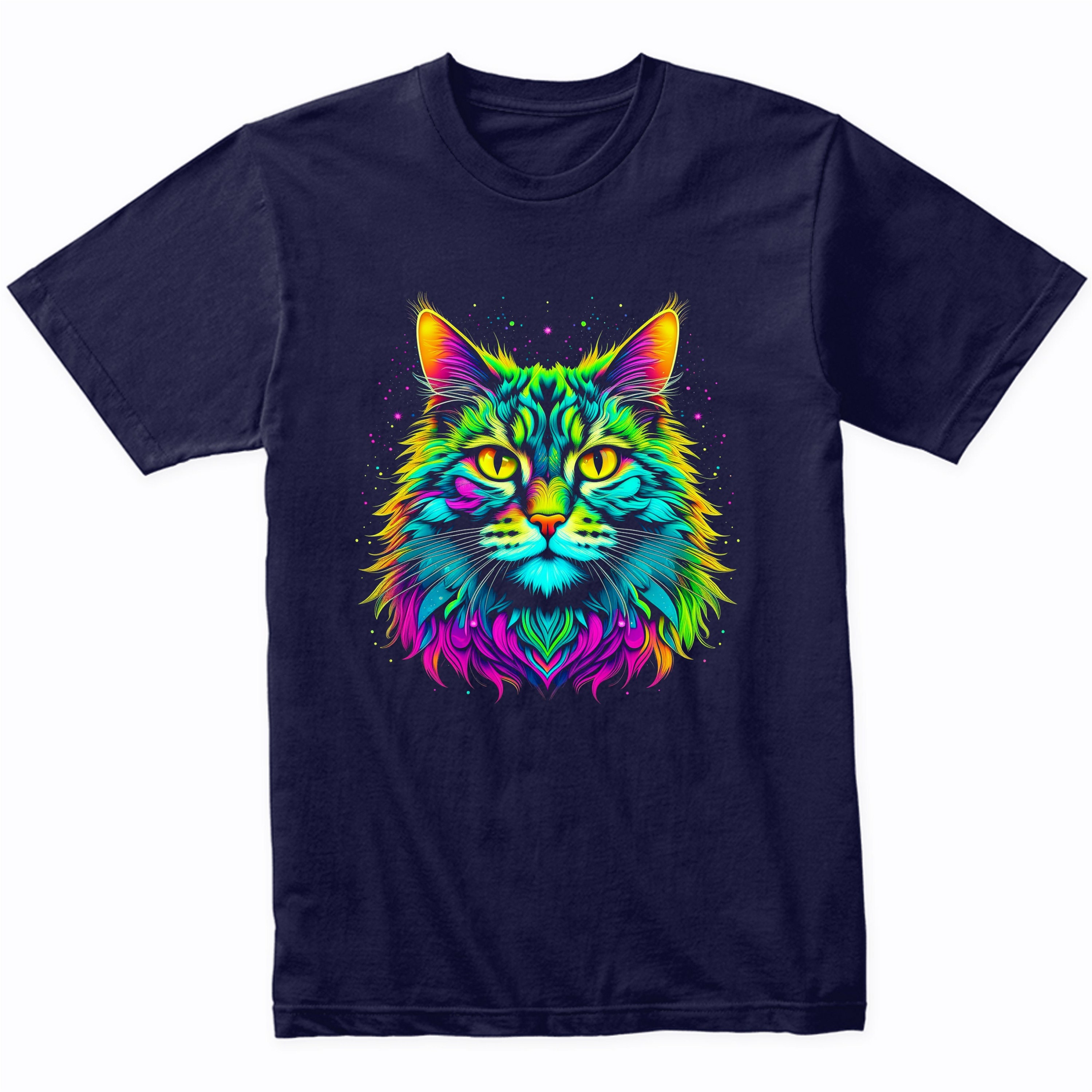 Maine Coon Cat Psychedelic Cat Art T-shirt - Maine Coon Cat Owner