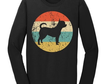 Chihuahua Shirt - Vintage Retro Chihuahua Long Sleeve T-Shirt - Dog Silhouette Icon Shirt
