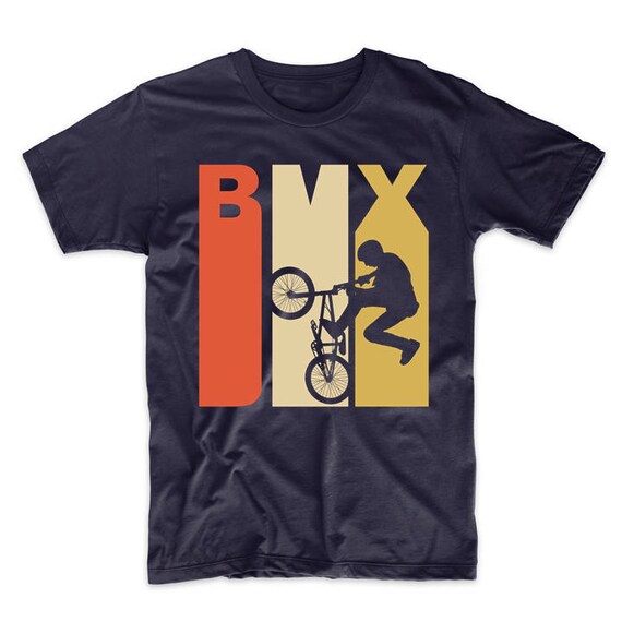 Retro BMX Shirt - 1970's Style BMX Bike Silhouette Extreme Sports