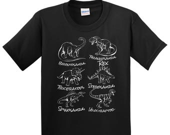Kids Dinosaur Shirt - Types of Dinosaurs T-Shirt - Dinosaur Gift for Boys - Youth Dino Shirt